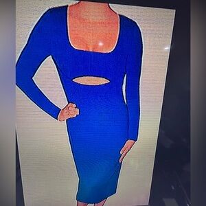 Rachel Royal Blue Long Sleeve Midi Dress